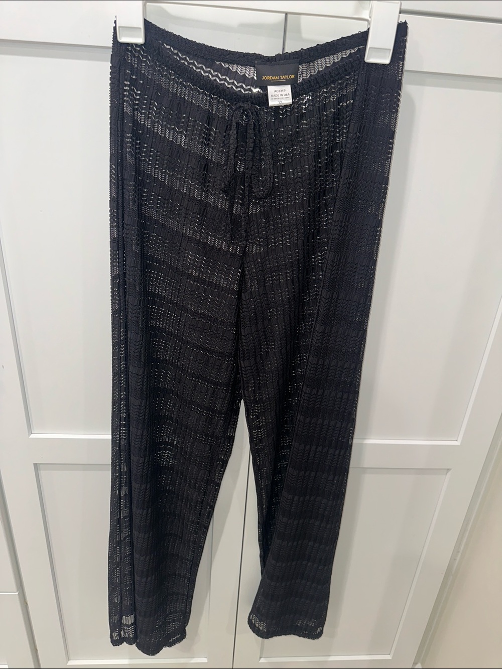 Women’s Jordan Taylor Black sheer Crochet Wide Leg Pull-On Pants